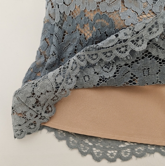 WAYF Dream Lover Long Sleeve Lace Mini Dress In Blue Size Medium - Picture 9 of 12